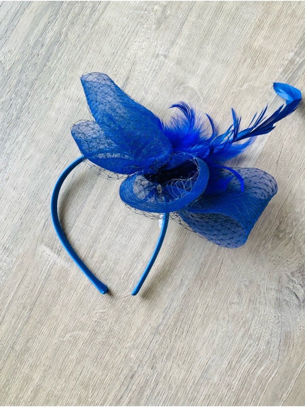 Derby Royal Blue Feathered Fascinator Headband OS